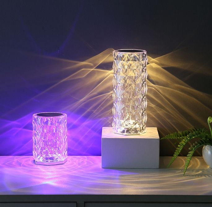 Rose Diamond Touch Crystal Table Lamp